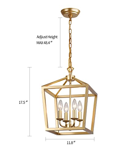 Gold Lantern Chandelier Hanging Pendant Light Fixture 4