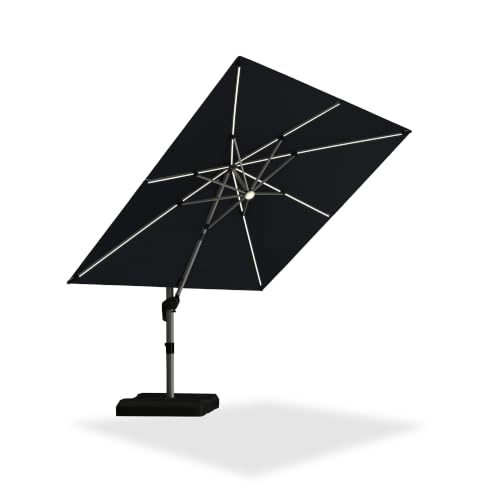 Cantilever Umbrella 10' X 10' Solar LED Light Patio Deck