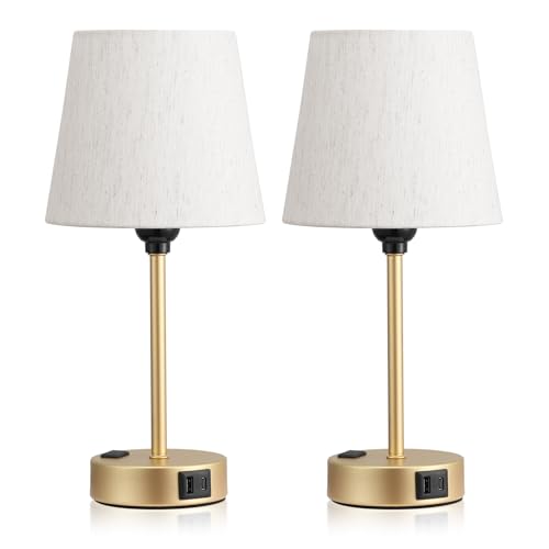 Gold Bedside Lamps Set 2 for Bedroom (2 Count)
