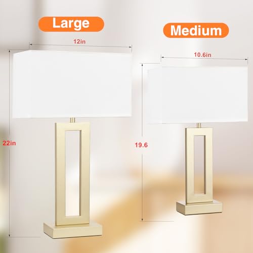 22" Tall Touch Lamps for Nightstand with USB C+A (2 Count)