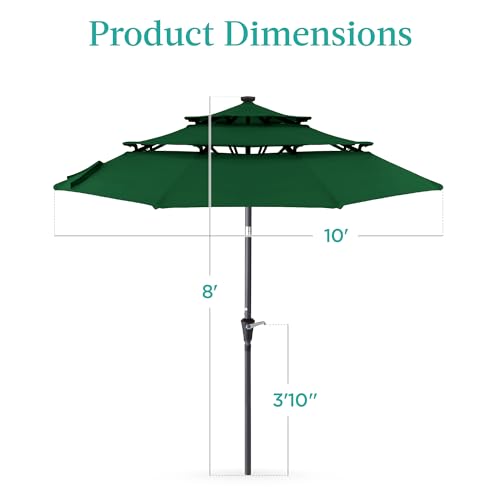10ft 3 Tier Solar Patio Umbrella