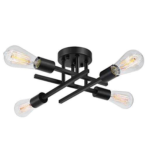 Industrial 4 Light Semi Flush Mount Ceiling Light Fixture