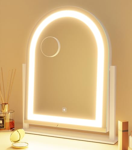 Curved Makeup Vanity Mirror with Lights 17.2" Large LED Lighted Mirror