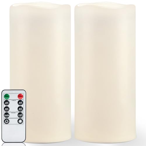 12" x 5" Large Waterproof Outdoor Flameless Candles with Remote Control and Timer (2 Count)