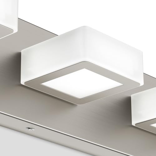 Brushed Nickel Bathroom Vanity Lights Metal Acrylic LED Modern Bathroom Wall Lighting Fixtures Brushed Nickel