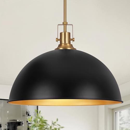18 Inch Black and Gold Large Pendant Light Kitchen Island