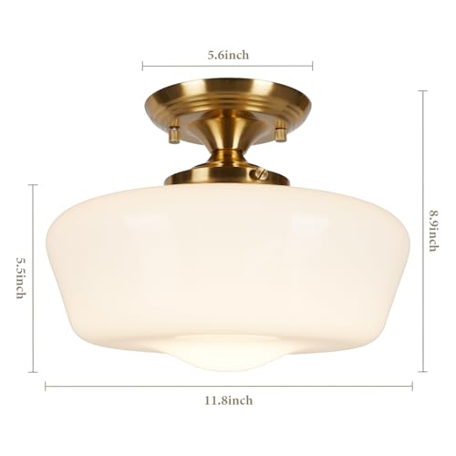 Schoolhouse Style Semi Flush Mount Ceiling Light Fixture