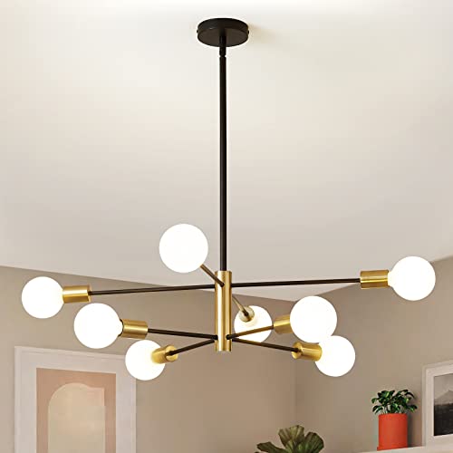 Modern Sputnik Chandeliers Black and Gold Mid Century Chandelier 8