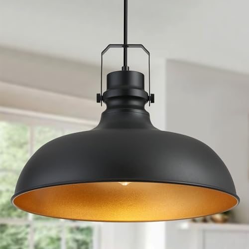Black Farmhouse Pendant Lights for Kitchen Island 16 Inch