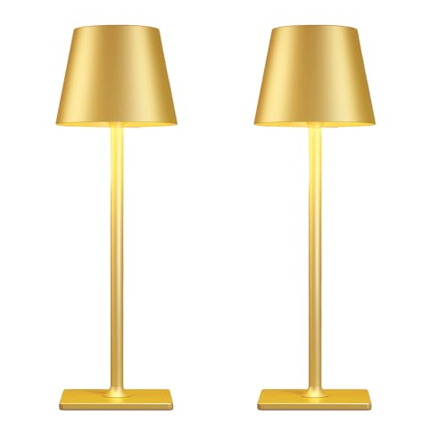 Gold Rechargeable Cordless Table Lamp (2 Count)