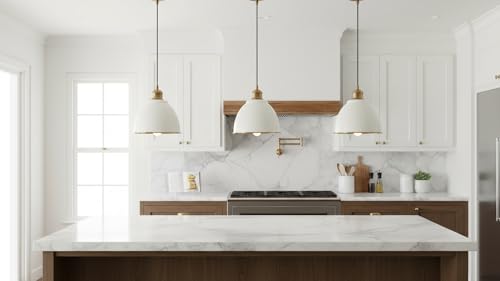 21601-61,Replacement Metal Shade for Pendant Light,Off-White,7-7/8"W x 5-3/4"H,Center Hole 1-5/8"