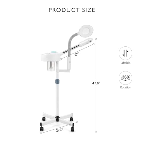 Professional Facial Steamer with 5X LED Magnifying Lamp 2 in 1