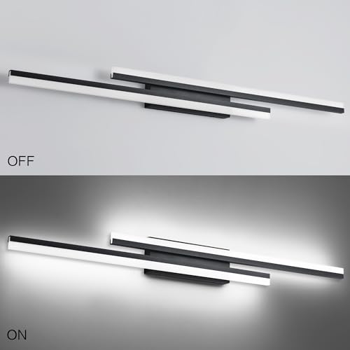 48 Inch Bathroom Light Fixtures Black Vanity Light Bar LED Modern Bath Lighting Over Mirror 5CCT