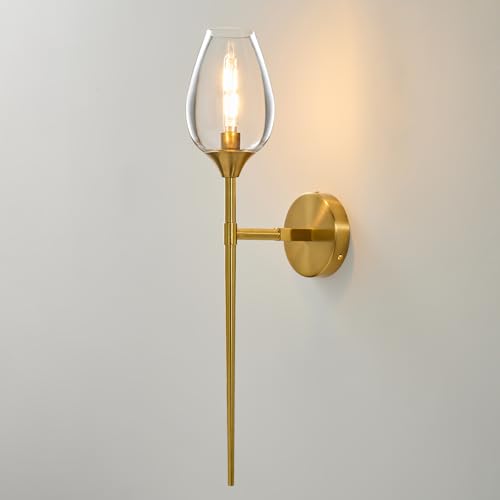 Single Modern Gold Glass Wall Sconce Light with Flower Shade