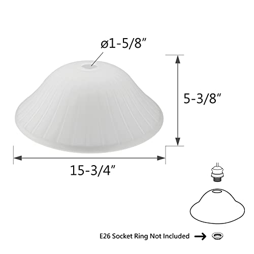 23511-11, Frosted Replacement Glass Shade for Medium Base Socket Torchiere Lamp, Swag Lamp and Pendant,15-3/4" Diameter x 5-3/8" High