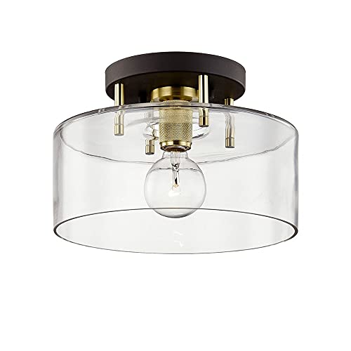 C7541-BRZ/BBA Bergamot Station Semi Flush, 1-Light 60 Watts, Bronze/Brushed Brass