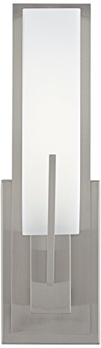 Midtown 15" Nickel and White Glass Modern Wall Sconce Light Fixture