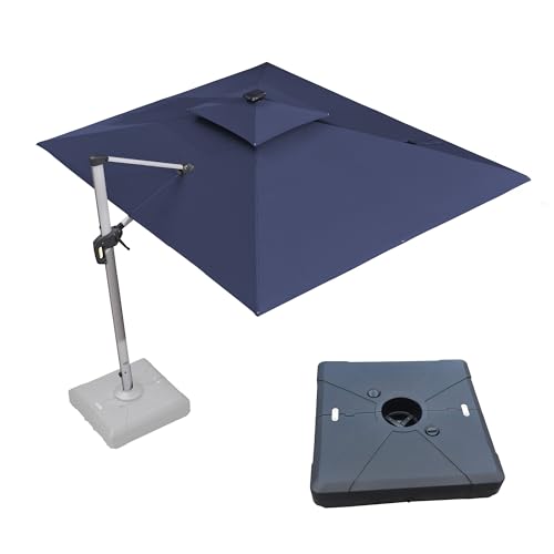 Patio Umbrella with Base 9'X12' Double Top LED Light