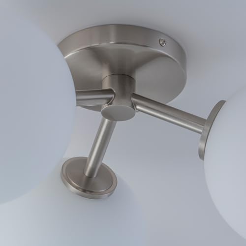 Brushed Nickel Opal Globe Mid Century Modern Semi Flush Mount Ceiling Light