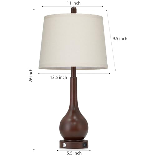 26" Brown Table Lamps Set of 2 (2 Count)