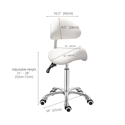 Saddle Stool Chair with Back Ergonomic Rolling Esthetician Seat for Salon Tattoo Shop Spa Dentist Clinic
