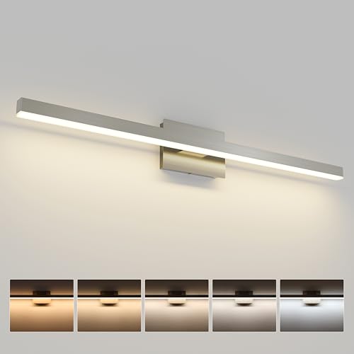 Brushed Nickel Bathroom Vanity Light Fixture Over Mirror