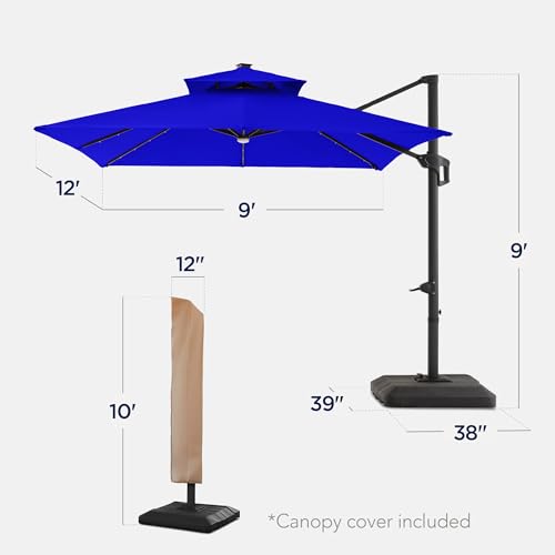 9x12ft LED Cantilever Patio Umbrella w