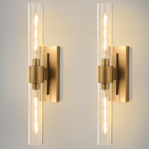 Gold Brass Bathroom Wall Sconce (2 Count)
