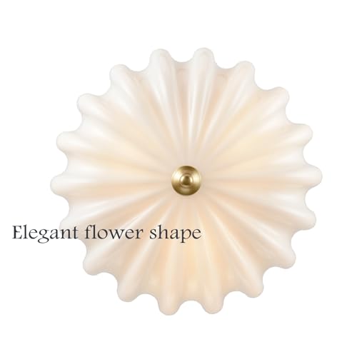 Modern Gold Ceiling Light Fixture with Milky Glass Shade