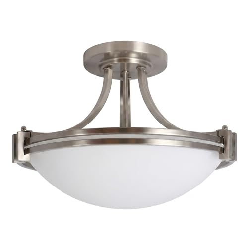 16 inch Brushed Nickel Semi Flush Mount Ceiling Light Fixture