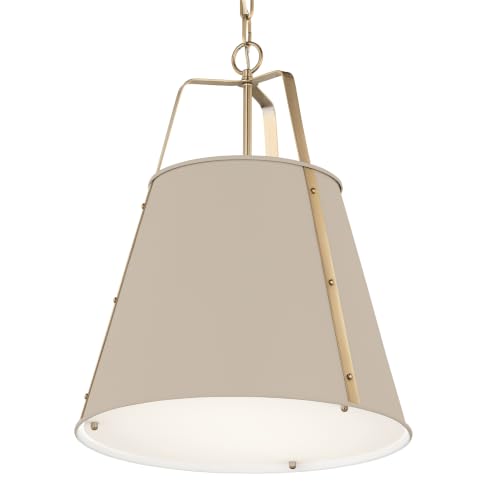 Etcher 18" 2 Light Updated Traditional Pendant with Satin Etched White Glass Diffuser in Greige and Champagne Bronze