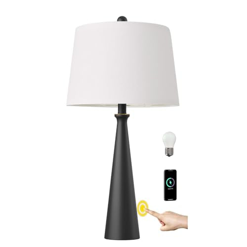 Modern Metal Table Lamp for Bedroom Set of 2