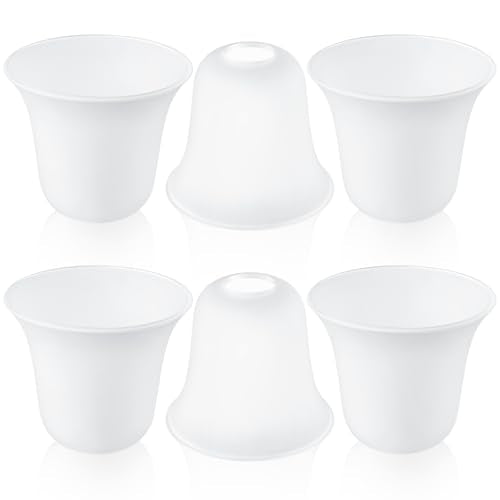 6 Pcs White Frosted Bell Shaped Glass Lamp Shade Replacement (6 Count)