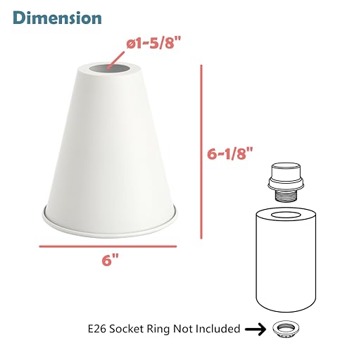 21603-21,Replacement Cone Metal Shade for Pendant Light,Alabaster White,6"W x 6-1/2"H,Center Hole 1-5/8"