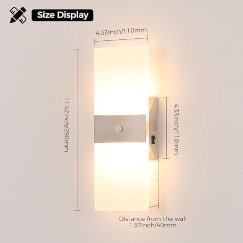 Motion Sensor Wall Sconce Set of 2
