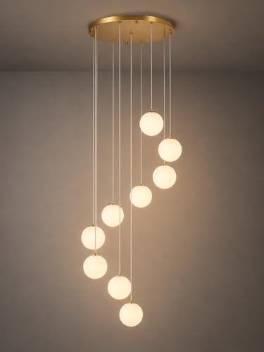 Gold Globe High Ceiling Chandelier (Gold / 9-Light)