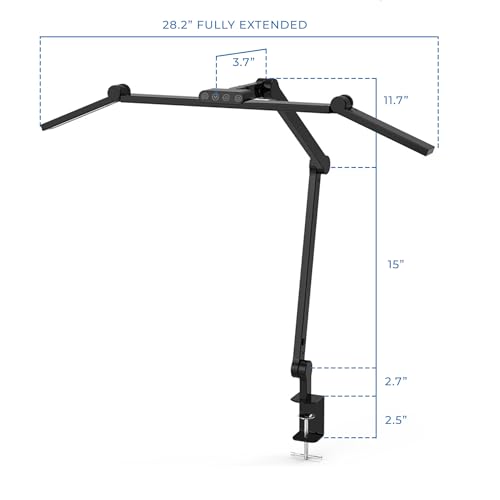 LED Desk Lamp with Adjustable Swing Arms and Clamp Base