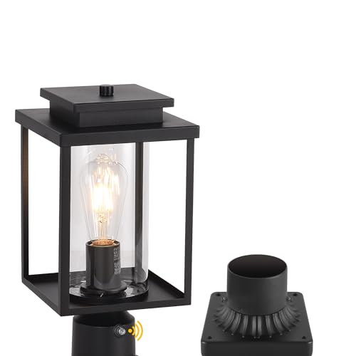 Dusk to Dawn Black Outdoor Post Light Hardwired with Pier Mount Base