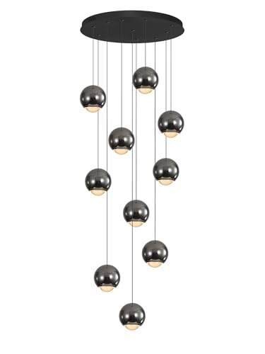10 Light LED Staircase Black Chandelier Crystal Ceiling Lights Large Chandeliers for High Ceilings