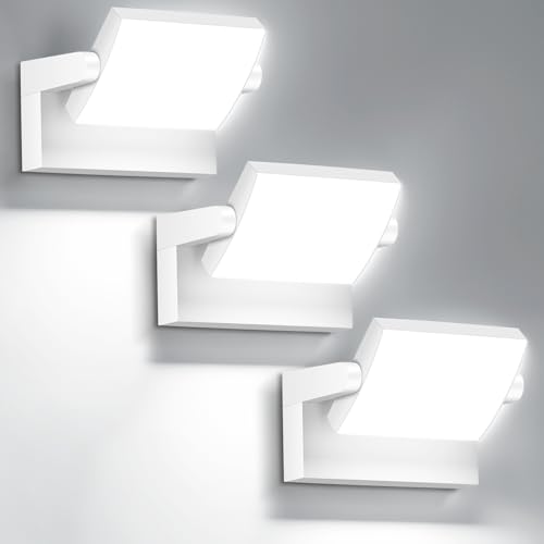 LED Wall Light Outdoor 40W White Flood Lights 350°Rotation Exterior Lighting Fixture Commercial Security 6000K Waterporof Porch Light 3 Pack (3 Count)
