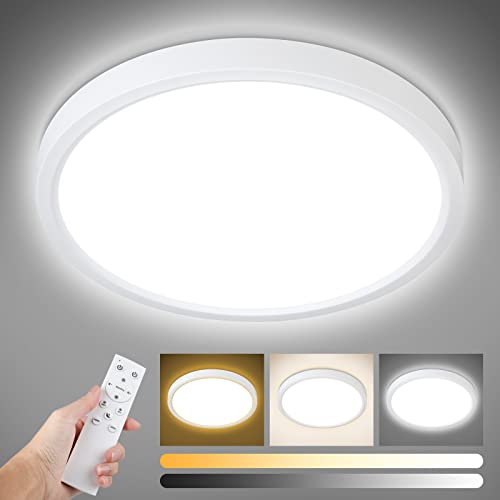 Dimmable LED Flush Mount Ceiling Light with Remote Control
