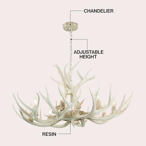 Eldora 8 Light Resin Antler Chandelier 36"