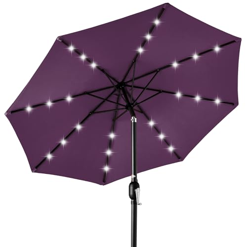 10ft Solar Polyester LED Lighted Patio Umbrella w