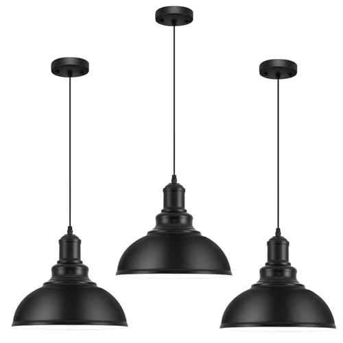 3PCS Matte Black Pendant Lights (3 Count)