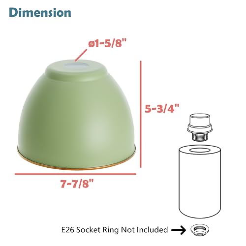 21601-51,Replacement Metal Shade for Pendant Light,Gemma Green,7-7/8"W x 5-3/4"H,Center Hole 1-5/8"