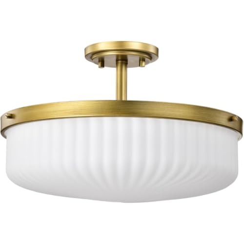 16.6 Inch Natural Brass Semi Flush Mount by Nuvo