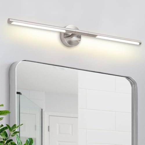 Brushed Nickel Bathroom Light Fixtures Over Mirror 30 Inch