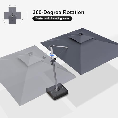 Patio Umbrella 10' X 10' Double Top Solar LEDlight