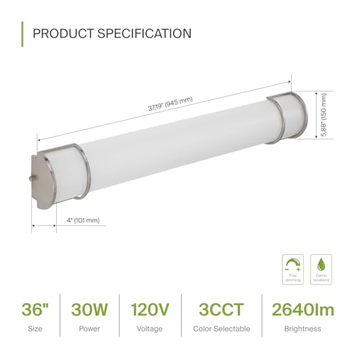LED 36" Vanity Flush Mount Light Fixture (4 Count)