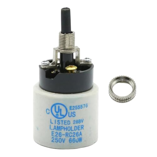 E26 E27 Rotary Lamp Switch Replacement with Socket Holder 660W 250V